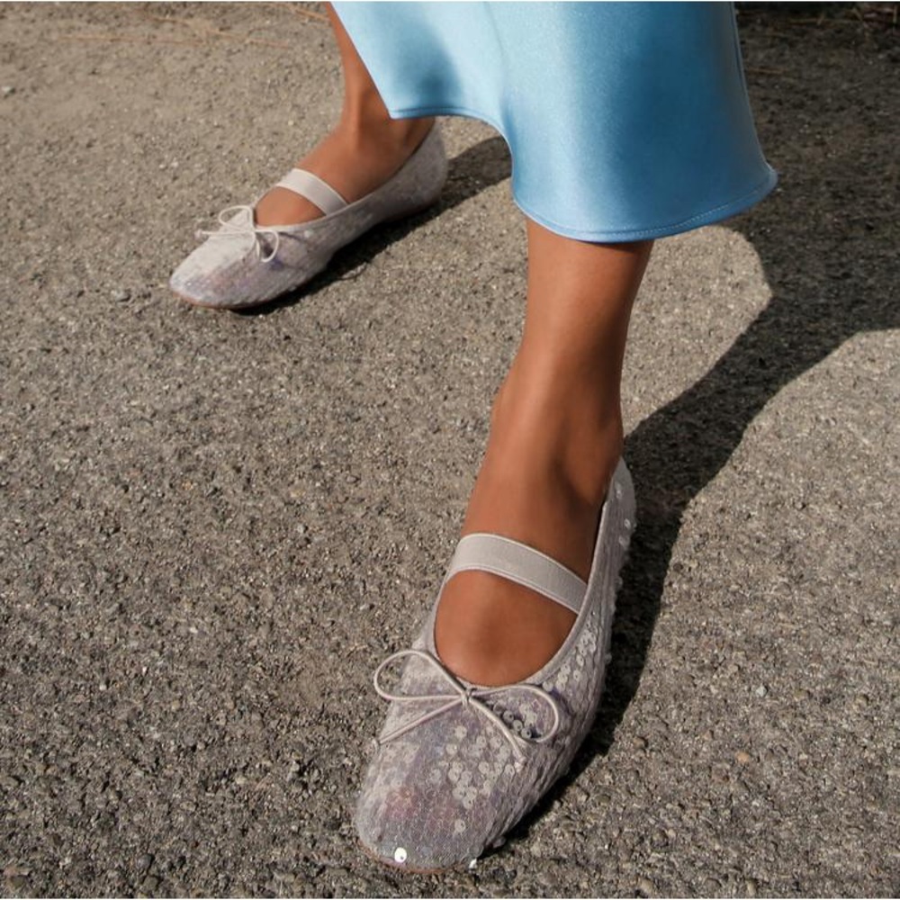 Zara Sequin Ballet Flats US 7.5